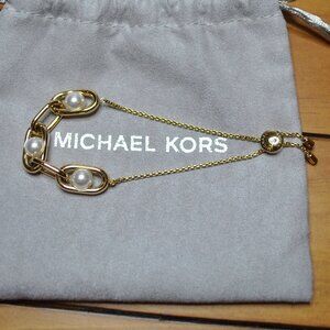 Michael Kors gold plated pearl link bracelet